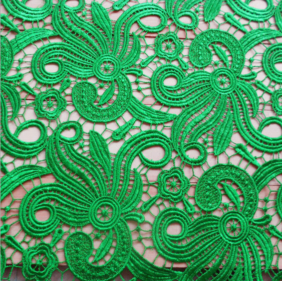 100% Polyester Water Soluble Embroidery Fabric Green Color