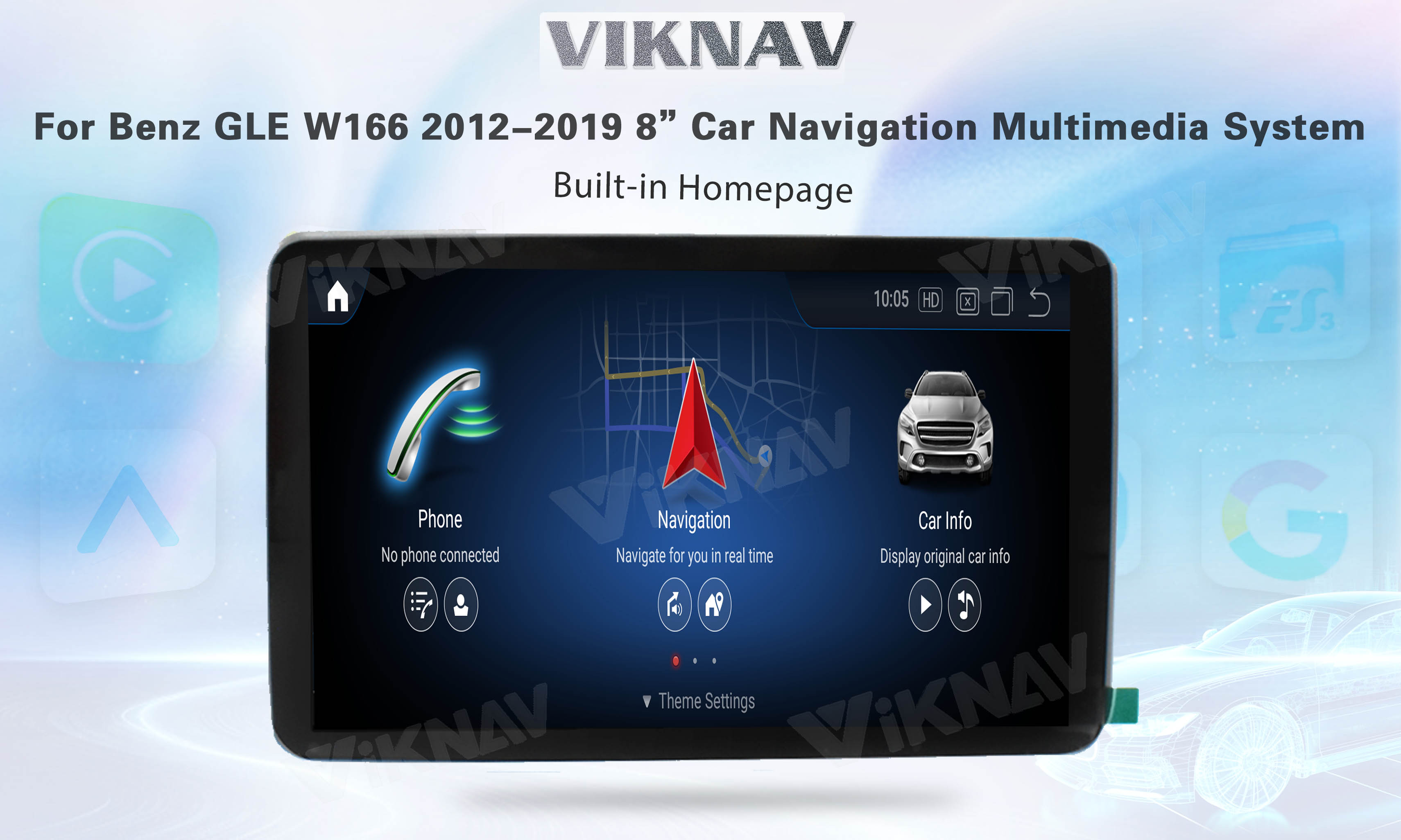 Viknav Car Radio For Mercedes Benz GLE GLS GL ML W166 X166 2012-2019 Vertical Screen HD LCD Touch Screen (NTG 4.5)