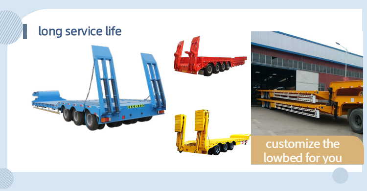 Truck Trailer Excavator Transporting Gooseneck Lowbed 3 Axles 60ton Low Bed Trailer with Ladder
