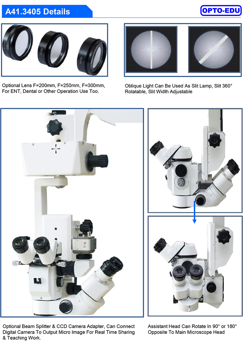 Double Binocular Electric Control 18mm Ent Microscope
