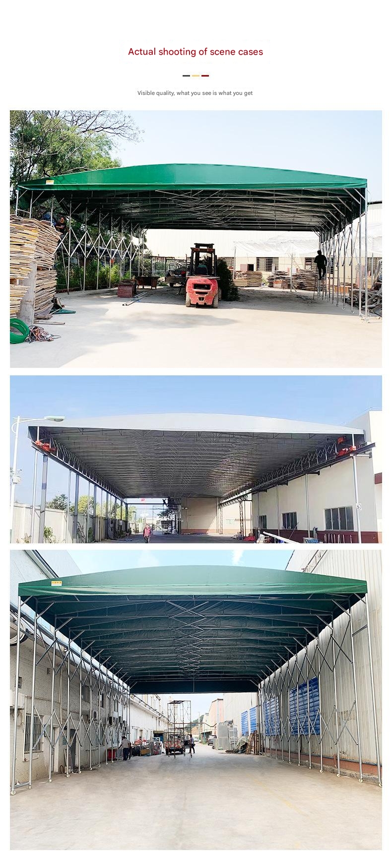 Easy Assembly and Disassembly Electric Awning Galvanized Steel for Large Shrink Folding Warehouse