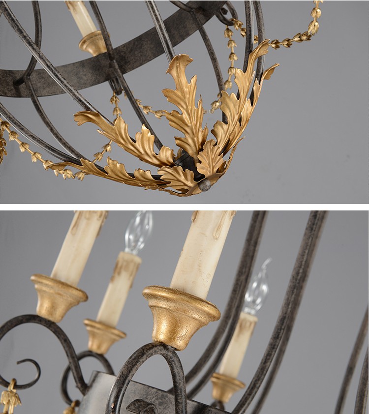 Antique french wrought iron chandelier for Indoor home hotel pendant lights (WH-CI-45)