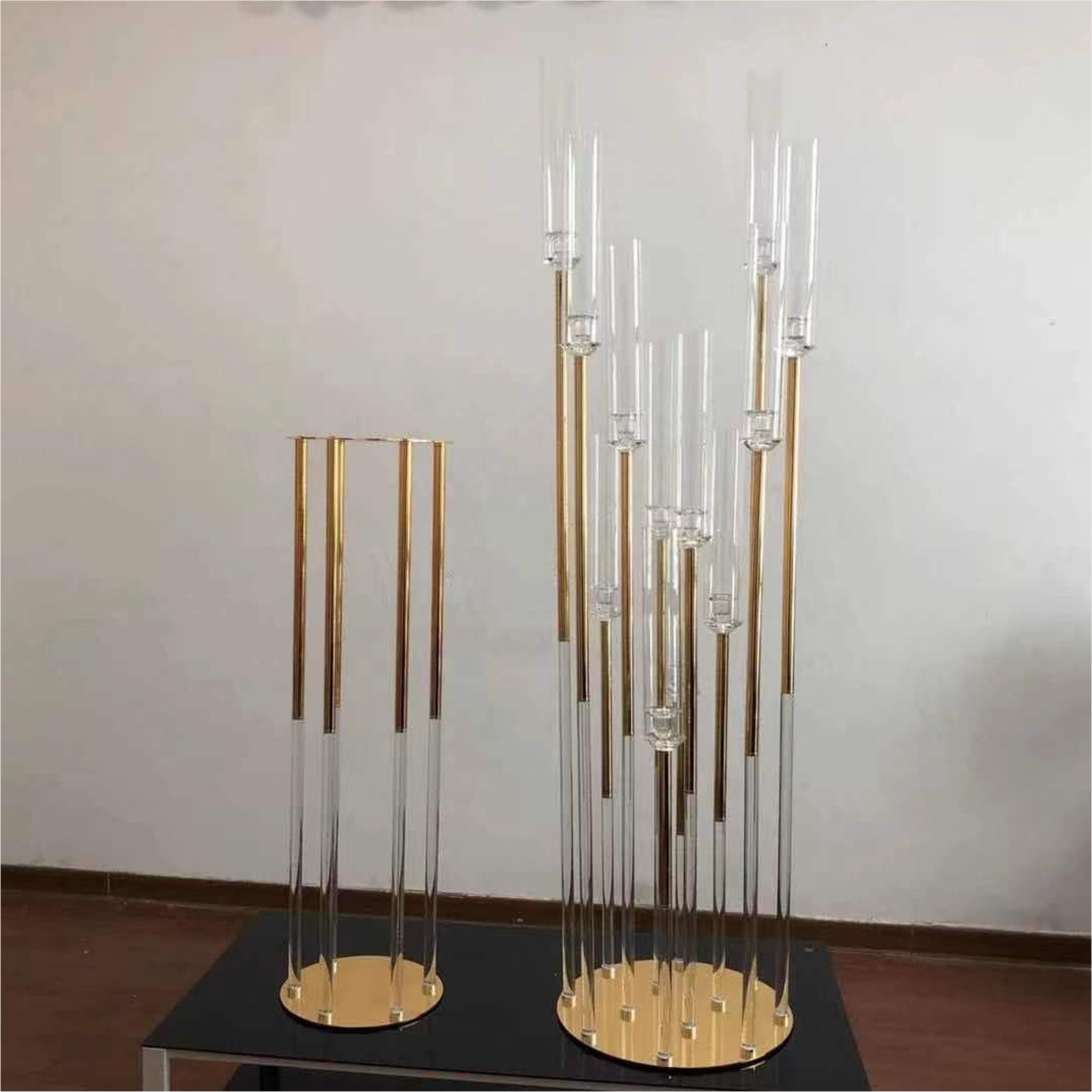New Design Crystal Candelabra 12 Arms Tall Wedding Decoration Gold Wedding Centerpiece Candelabra