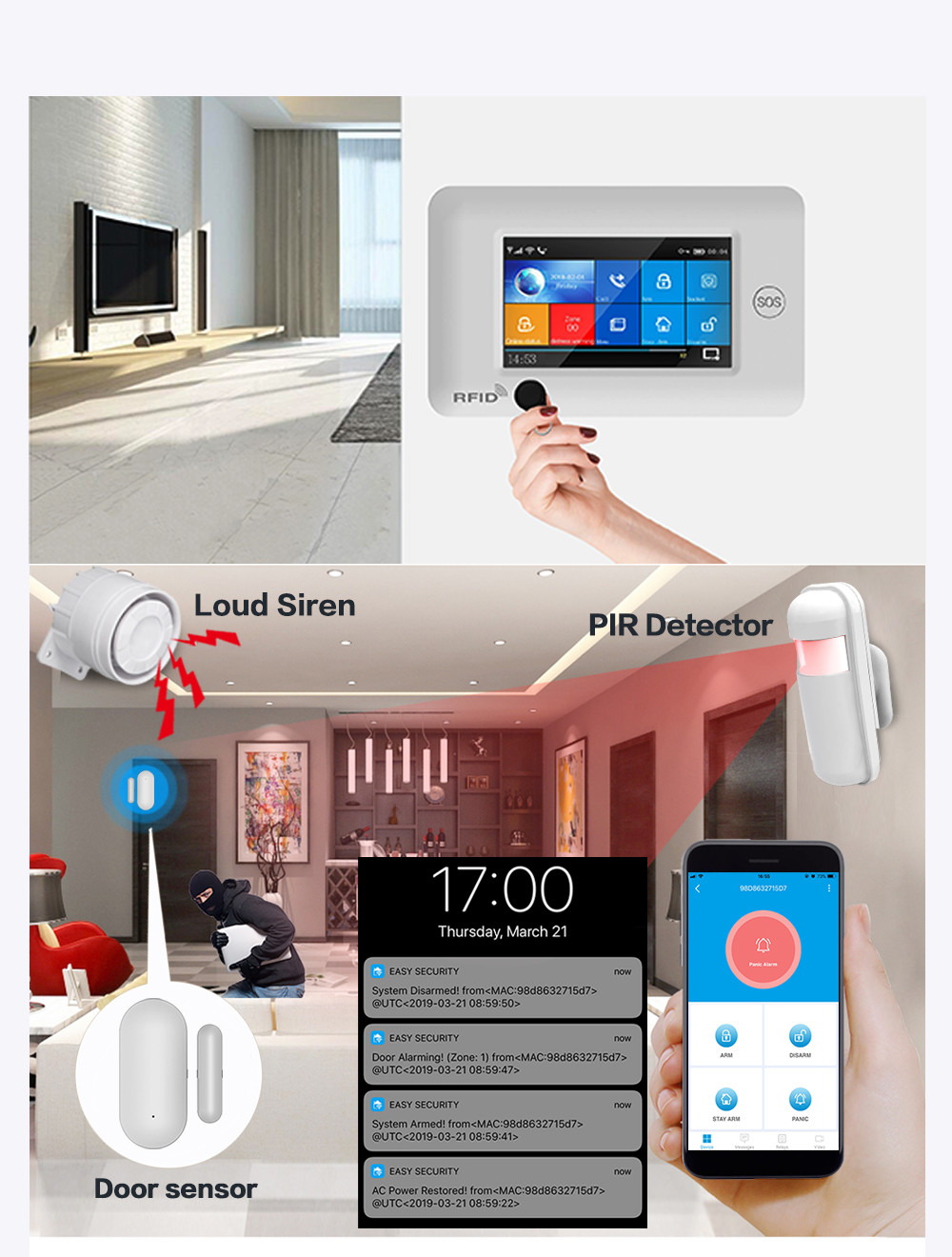 Homelife Security Wifi+gsm Touch Screen Smart Intelligent Alarm System To The Elderly Or Patients