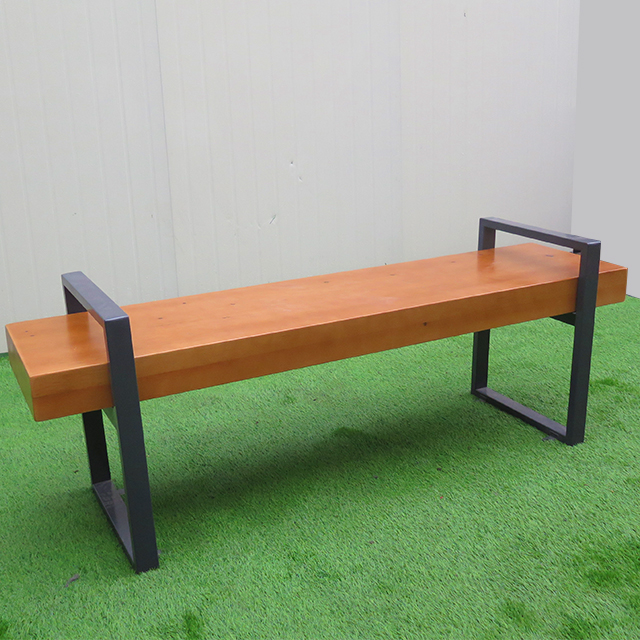 Contemporary Simple Design Outdoor Thick Wooden Steel Bench Color Coating