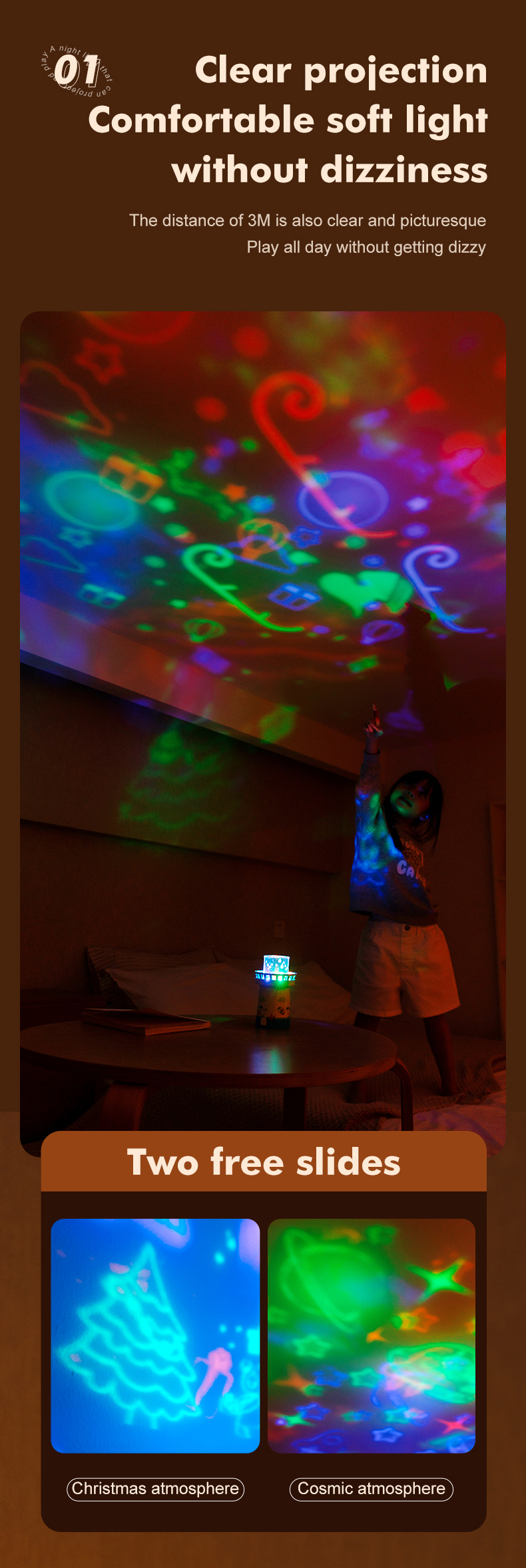 2022 Creative Gift 360 degree Rotating Watchtower Projection lamp 1500mAh Rechargeable sleeping Night Light Music Box Fo