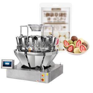  Customized Automatic Nuts Packing Machine with 10&quot; Color Touch Screen 30-60BPM and 10g-300g Weighing Range Manufactures