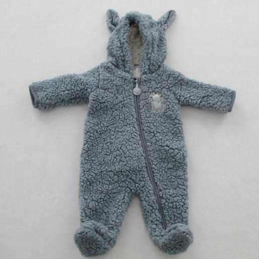 Polyester Knitted Baby Footed Rompers Newborn Girl Footies Hooded Footie Winter