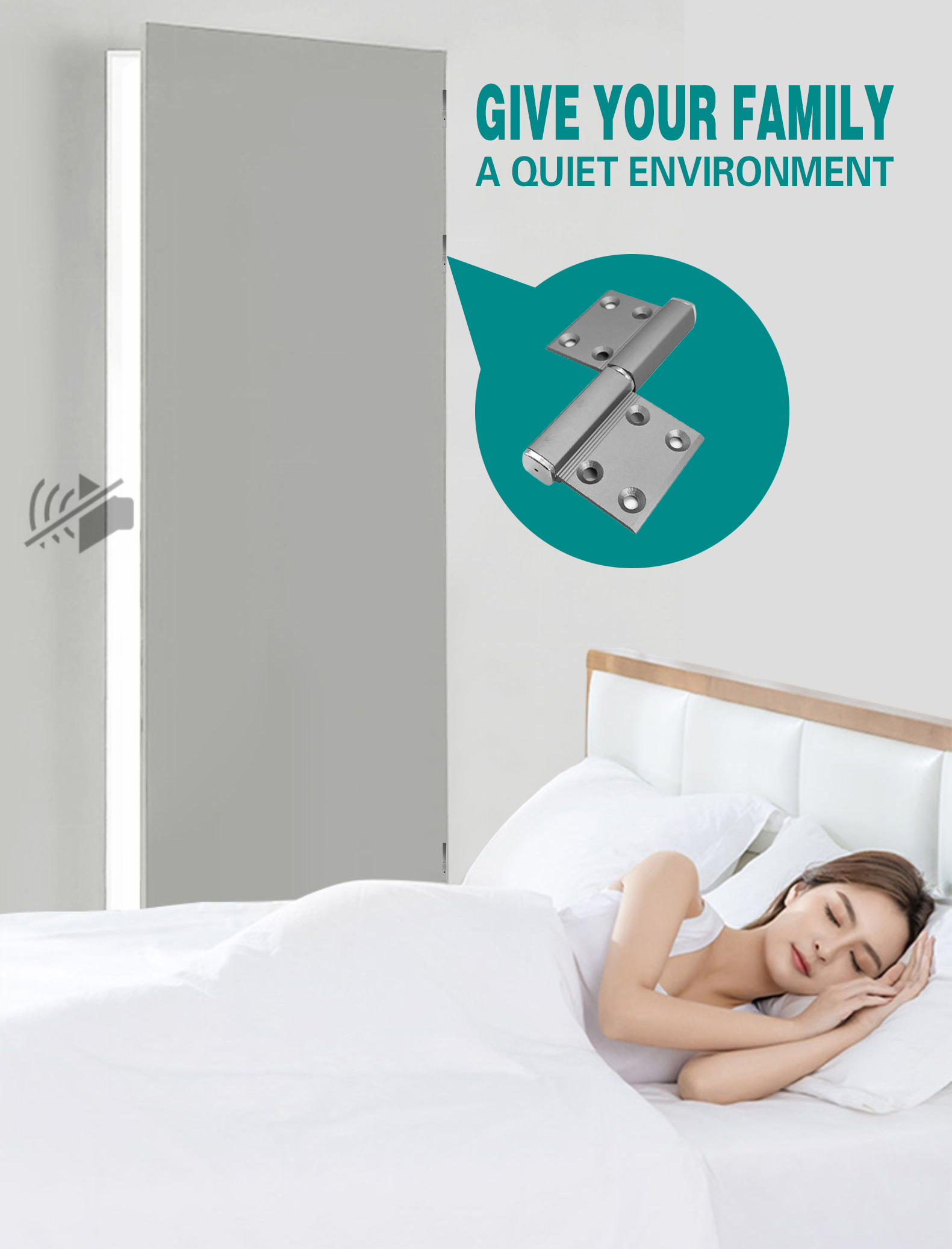 Four Hole Quadrilateral Aluminum Door Hinge Gray Color With Silver Lid