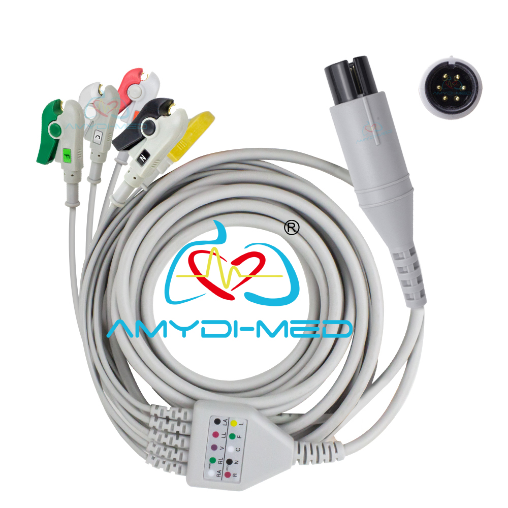 Instrument ECG Cable And Leadwires 5 Leads Clip IEC AHA Mindray Ecg Cable