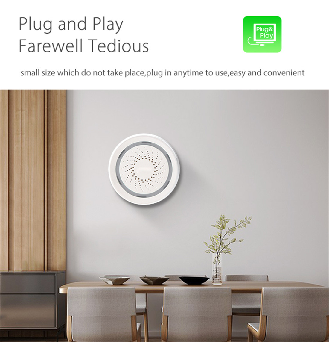 3 In 1 Smart Sensor ( Temperature+ Humidity+Siren Alarm)