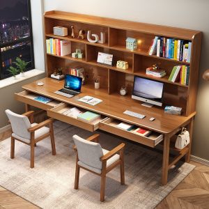 Shengwei Furniture Solid Wood Bookshelf Integrate Double Or Three-Person Writing