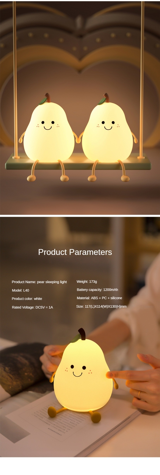 Lovely LED Patting Light 1200mAh Battery Powered Night Light For Kids Bedroom Bedside