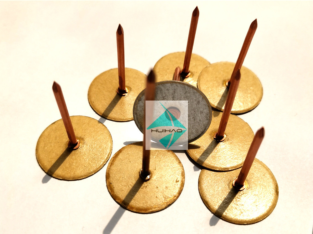 38MM Galvanized Steel Cupped Head Weld Pins , Mini Washer Duct Liner CD Weld Pins