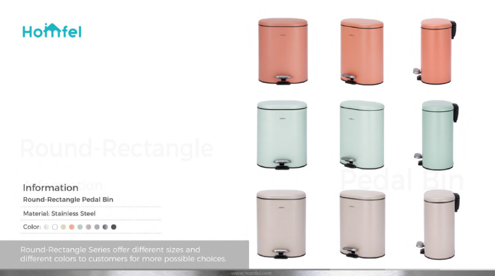 ODM Stainless Steel rounded rectangle Foot pedalTrash Can With Soft Close Lid ktichen trash bin