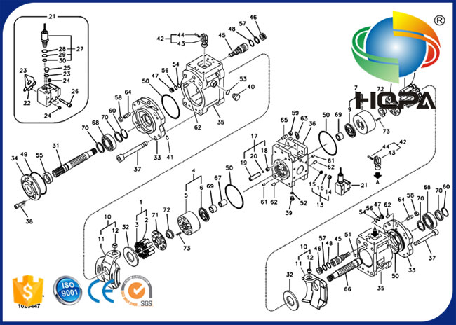 VOE14555298 14555298 Hydraulic Main Pump Seal Kit for Volvo EC200B EC210B EC240B