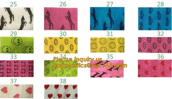 Cohesive Flexible Bandage Cotton Cohesive Bandage sports tape Mixed Color Self Adhesive elastic bandage bagplastics pac