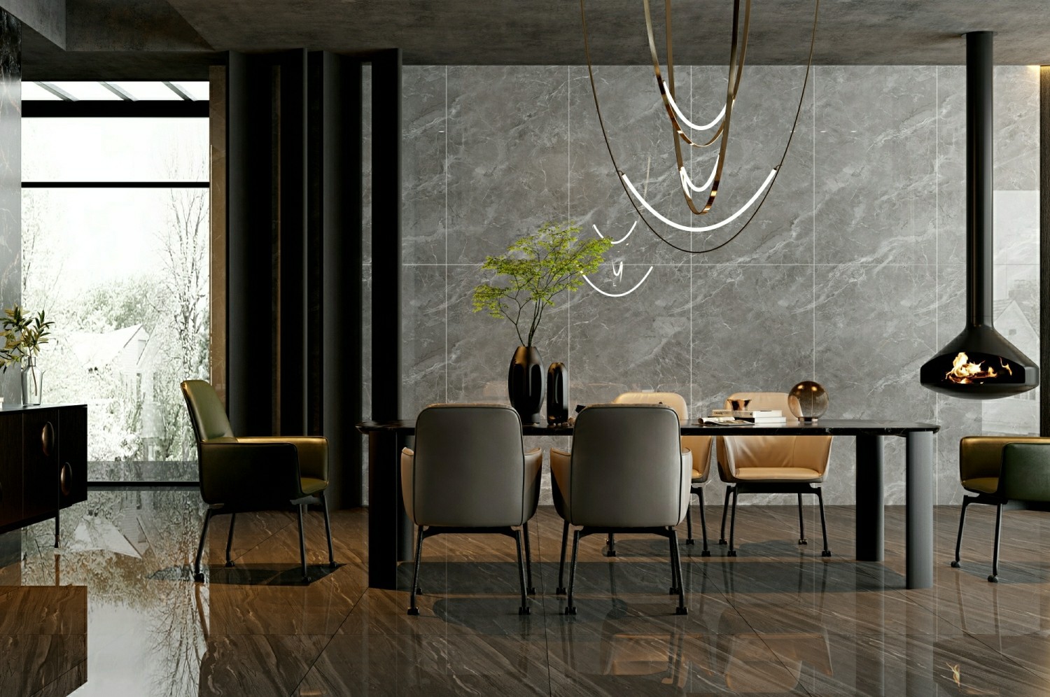 Modern W.A 0.5% Scratch-Resistant Gray Inside Wall And Floor Porcelain Glazed Polished Tile 900x1800x9mm For Decor And Restaurant