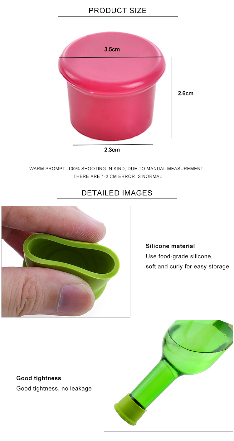 OEM Non Toxic Reusable Silicone Wine Bottle Caps