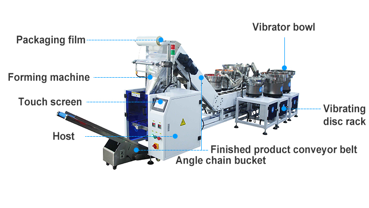 6 Drums Mixing Products Hardware Screw Packaging Machinery Automatic Packaging Machine