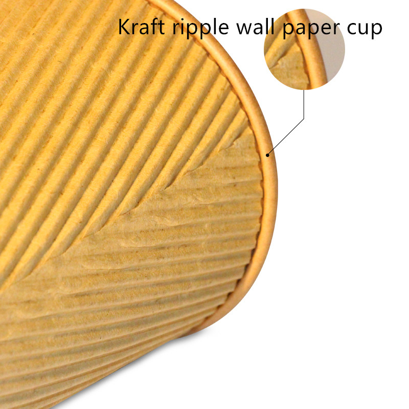 Corrugated 300gsm Kraft Paper Disposable Drinking Cup 16oz 20oz
