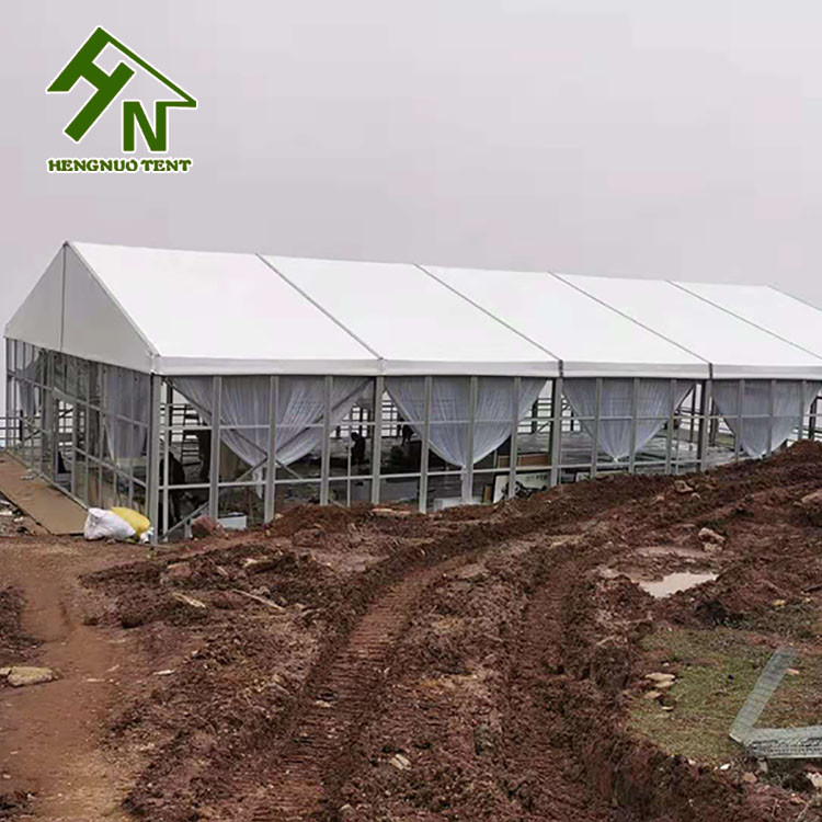 Heavy Duty Waterproof Frame A Shape Tent With Glass Wall 3m Side Height