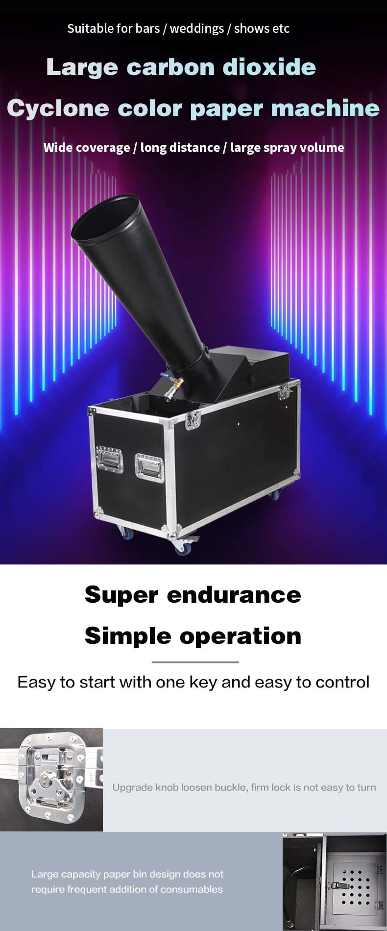 100W Electric Control Confetti Machine Trachea 3m Mini LED Confetti Blast Machine
