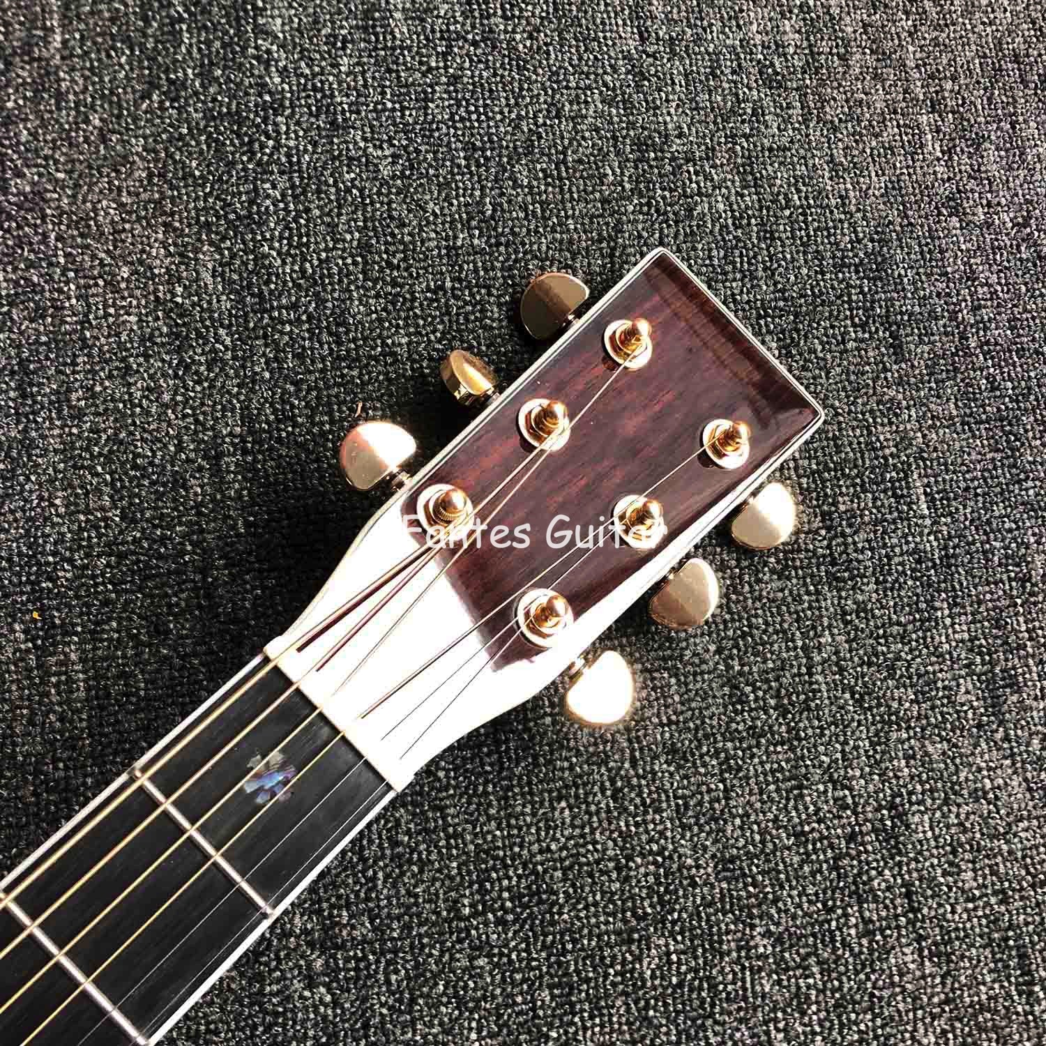 Custom Solid Cedar Top Real Abalone Classic Headstock Acoustic Guitar G00042c Model Shape