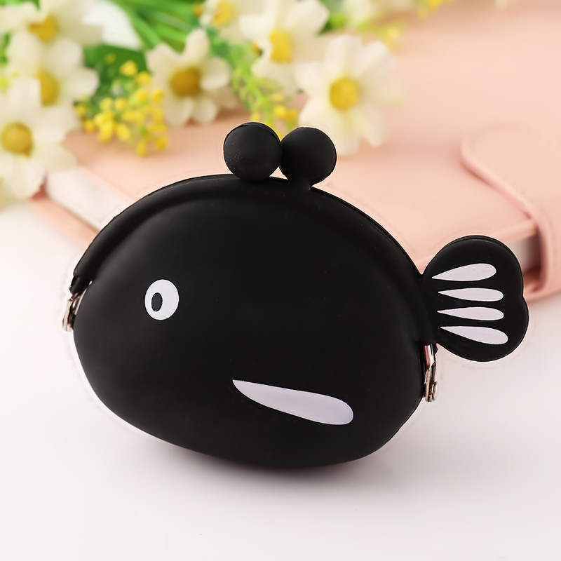 Cartoon Animal Silicone Fish Coin Wallets Purse Headset Bag For School Prize Gifts Wallet Bag Christmas Birthday Kidgift