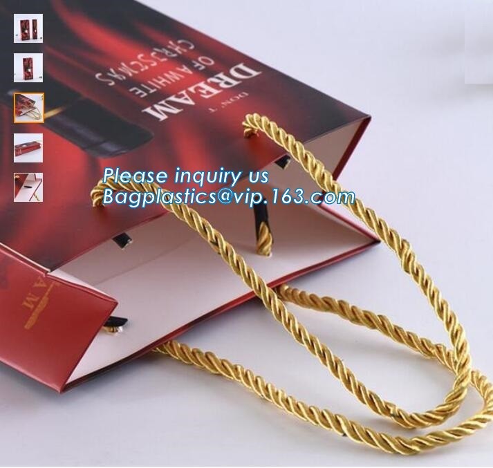Luxury paper bags with handles Different Sizes,250gsm art paper shopping carrier bag custom printing with handle rope