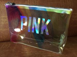  Clear Laser Luxury PVC Cosmetic Bag Top Logo Printing With Shining Zipper Manufactures