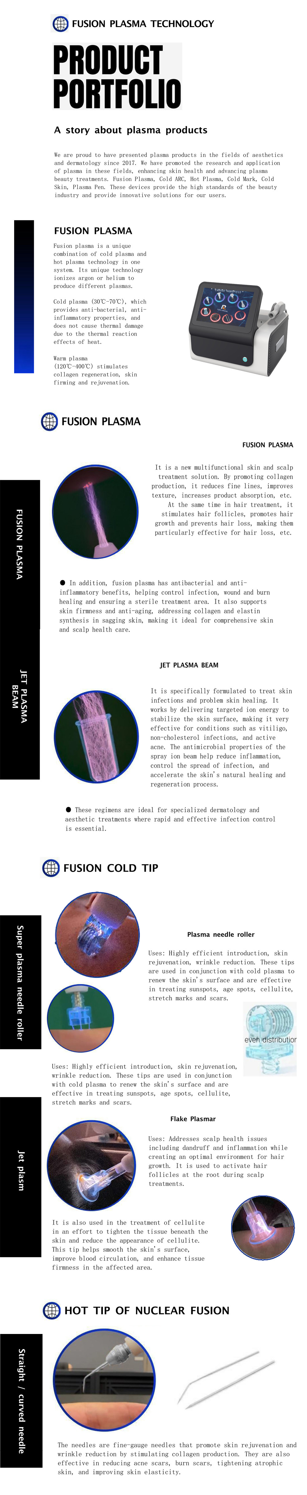 Fusion cold plasma facial tabletop beauty instrument Cold plasma anti-aging beauty salon.