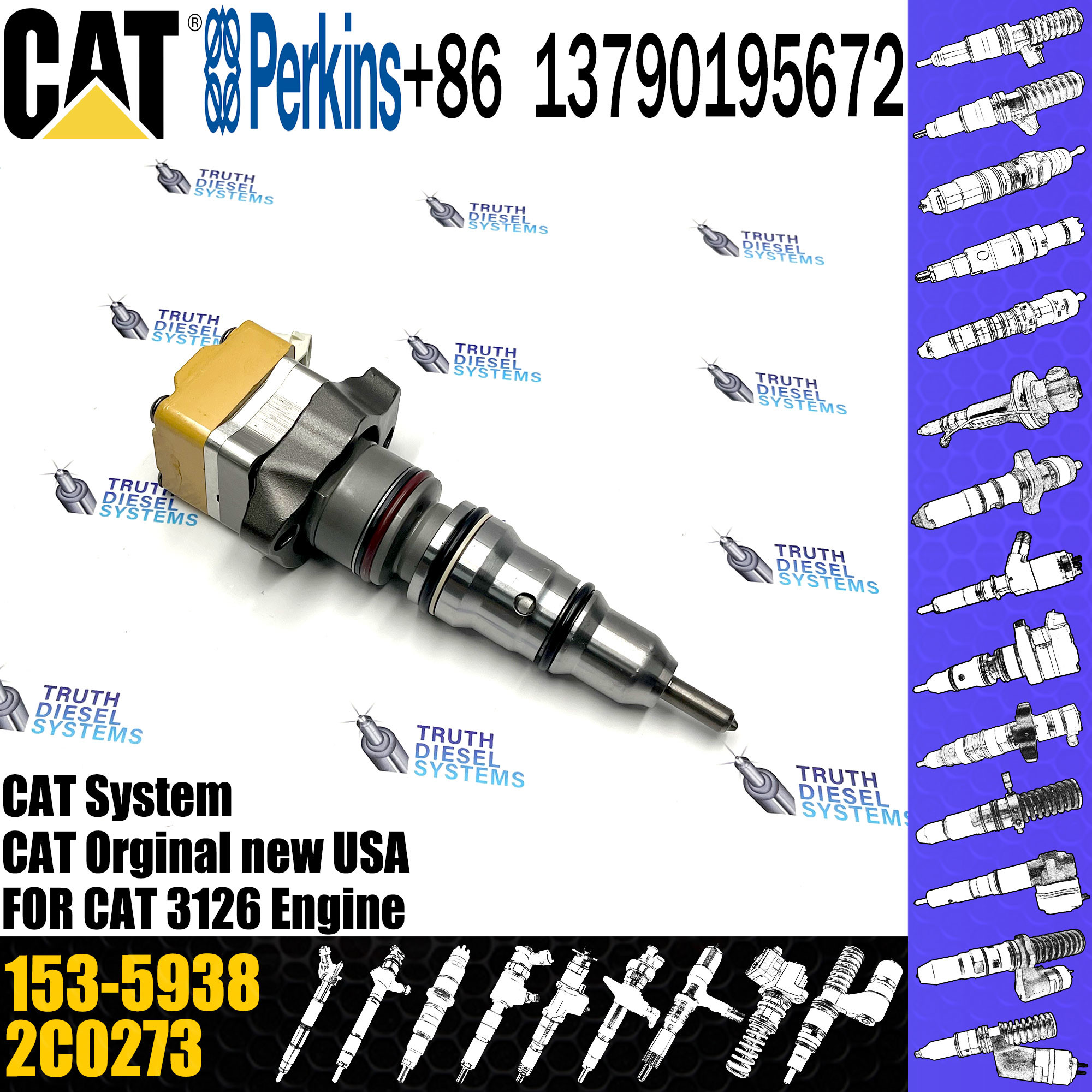 Common rail injector fuel injector 179-6020 10R-0781 198-6877 10R-1267 169-7408 20R-0758 153-5938 for 3126 Excavator