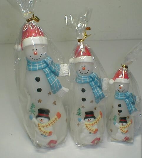  Xmas paraffin material snowman candle handmade drawing with 3 different sizes Manufactures
