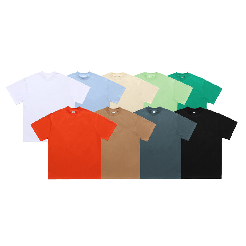 Plus Size Men's Printed T-shirt 240G Cotton Short Sleeve Loose Base T Shirt for Men S-2XL