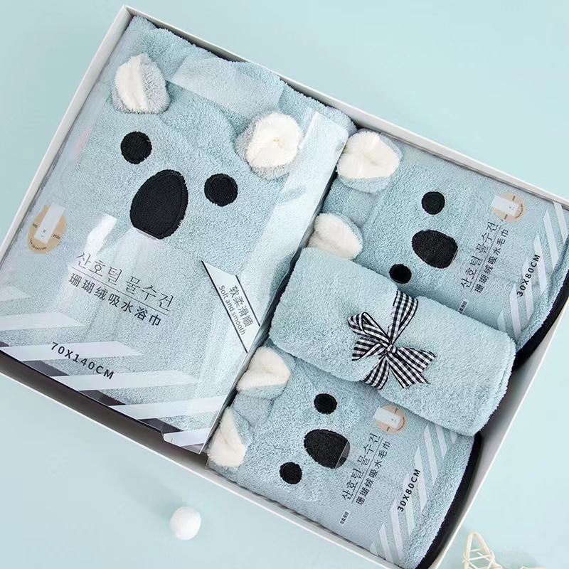 4 Piece Bath Towel Set Soft Touch Hand Face Printed Luxury Towel Set Bathing All-Season