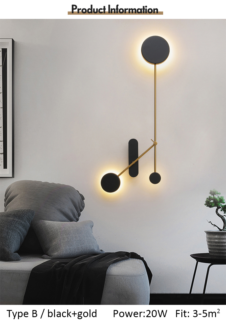 Modern minimalist wall light Home Bedroom swing arm lamp Adjustable Black loft round wall light(WH-OR-258)