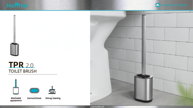 Stainless Steel Compact Bathroom TPR Toilet Brush Holder SET Hot Europe Style Durable Cup Material Polypropylene