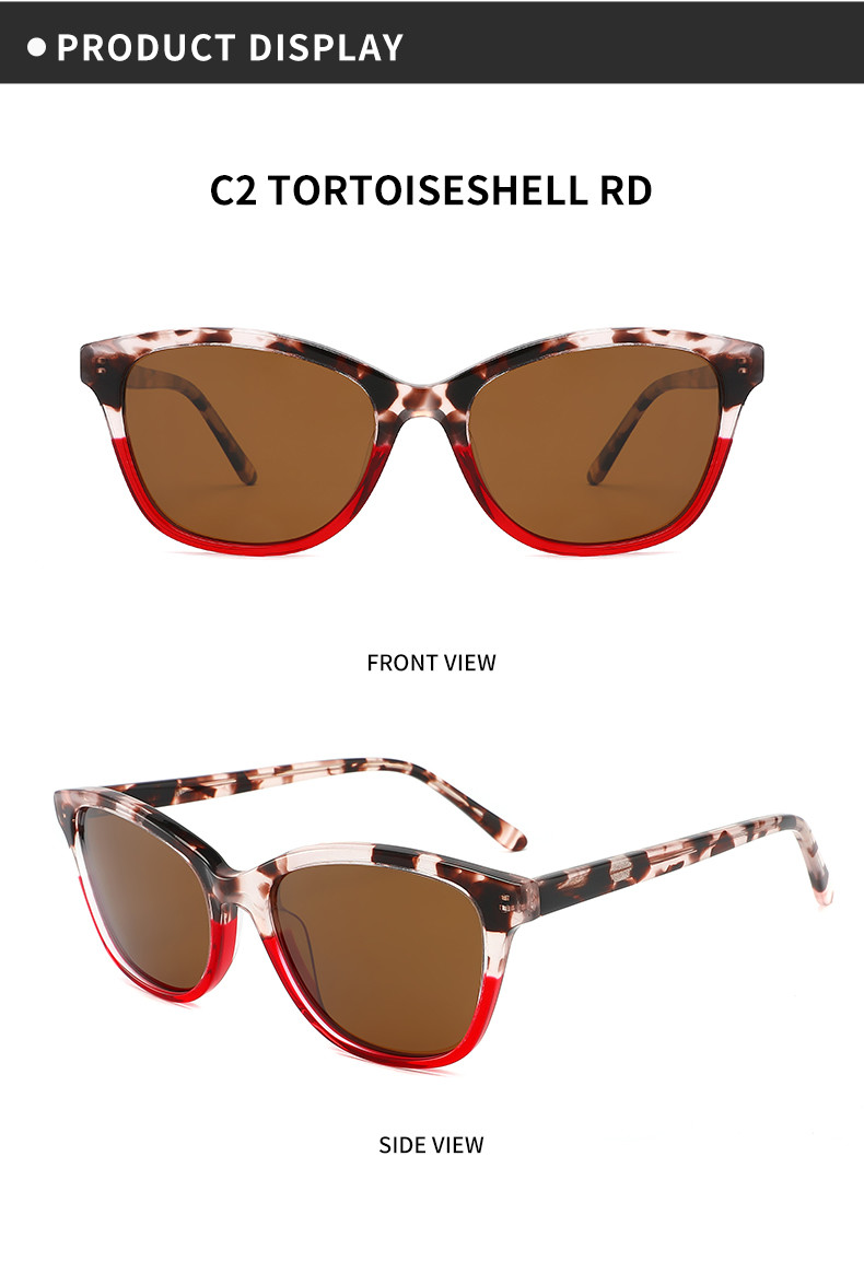 Acetate Frame UV400 Cat Eye Women Sunglasses Double Color Lightweight