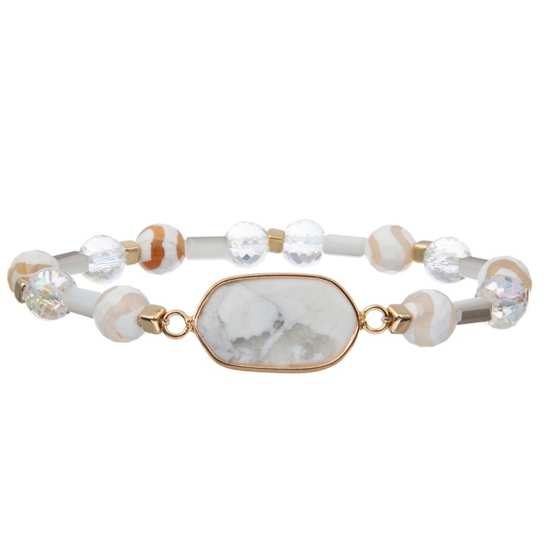 Glass Crystal Beads Butterfly Charm Stackable Bracelet Handmade Transparent