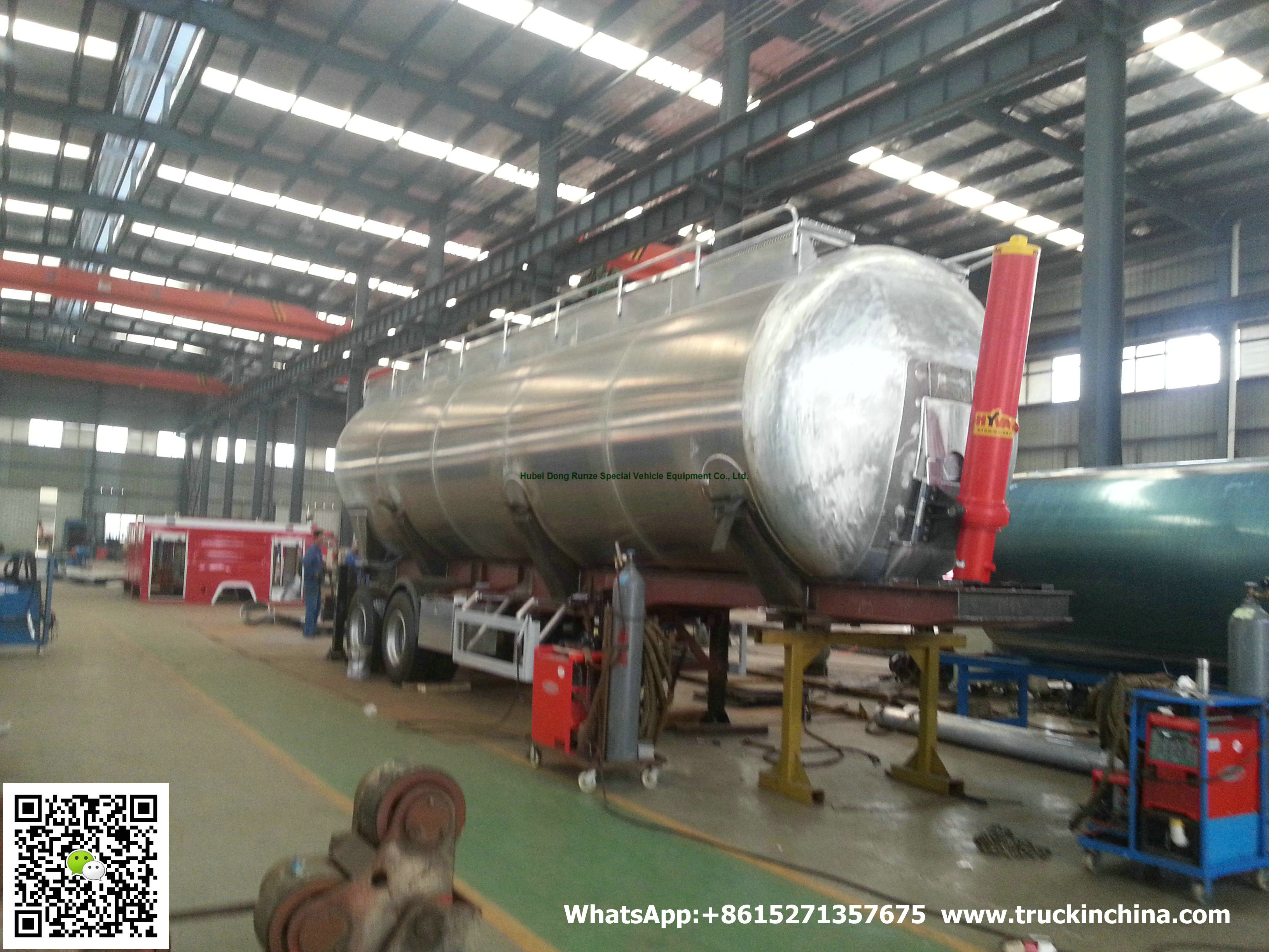 Aluminum Alloy Wheat Flour Bulk Tanker with Tipping Hydraulic Cylinder (6000USG-10000USG ）whApp:+8615271357675