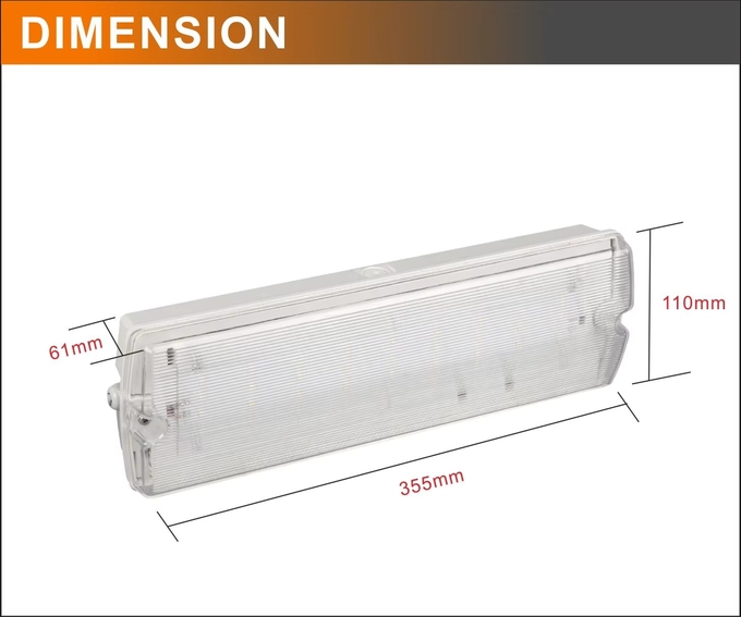 Emergency Led Lamps Manufacturer Supply Emergency Lighting Plastic Rechargeable Recessed IP65 Waterproof White Li-ion 60