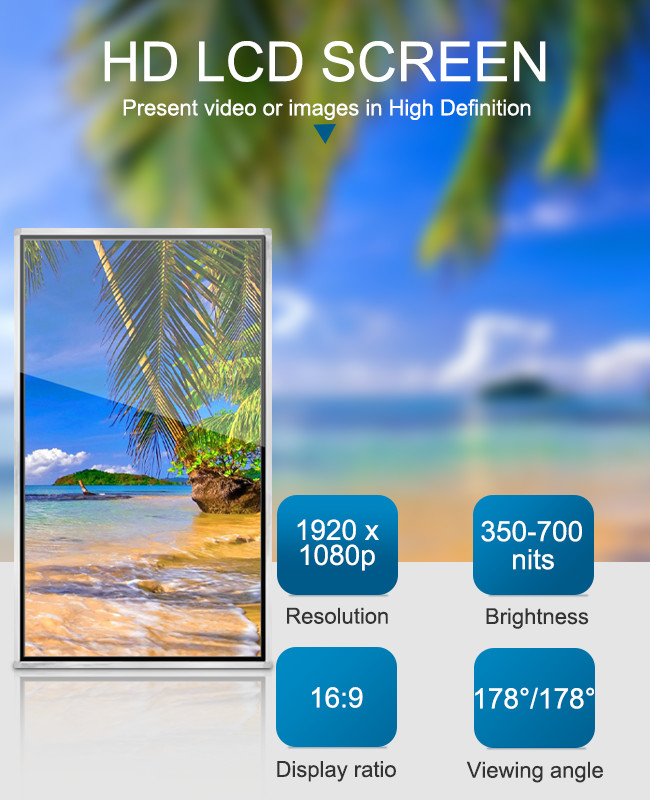 Infrared Touching 65" 3840*2160P FHD Screen Interactive Digital Display Indoor