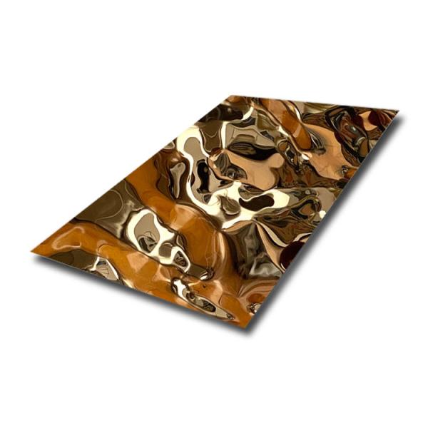 AISI Water Wave Stainless Steel Ceiling Panel Champage Gold Coated 304 Mirror