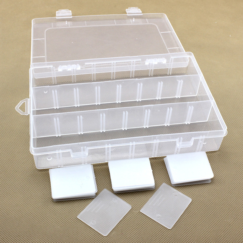 Orange 24 Grid Plastic Storage Box Removable Divider Organizer Case