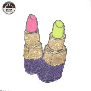Fashionable Sequin Embroidery Patches / Lipstick Iron On Patches Customized
