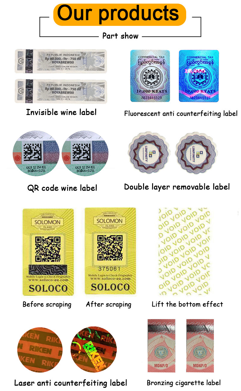 OEM QR Code Label Removable Industry Security Auto Parts Label ROHS