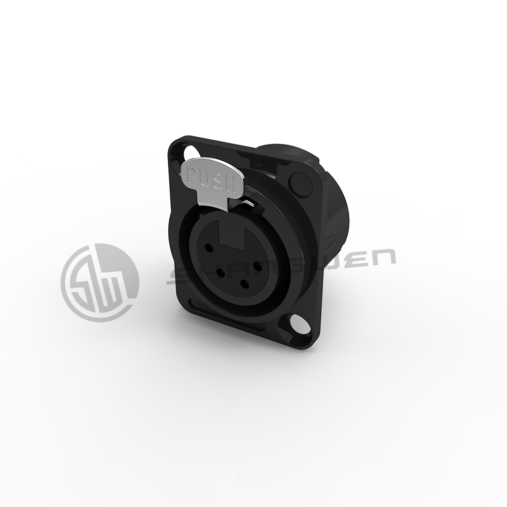 Indoor Custom XLR 4 Pin Male Female Connector Plug Socket Zinc Alloy Shell