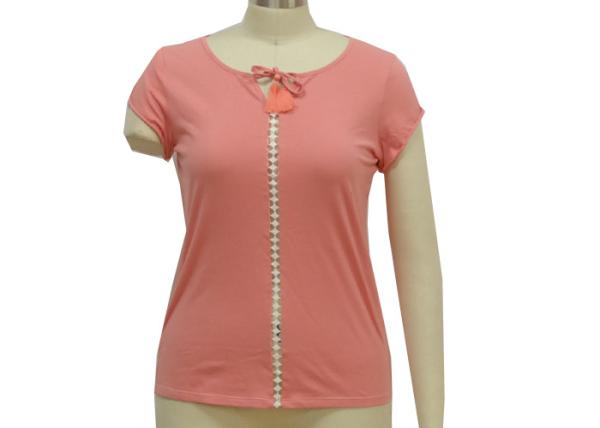 Women’ Casual Short Sleeve, 100% Cotton Jersey,Casual, Fit Size, Front Lace Tape