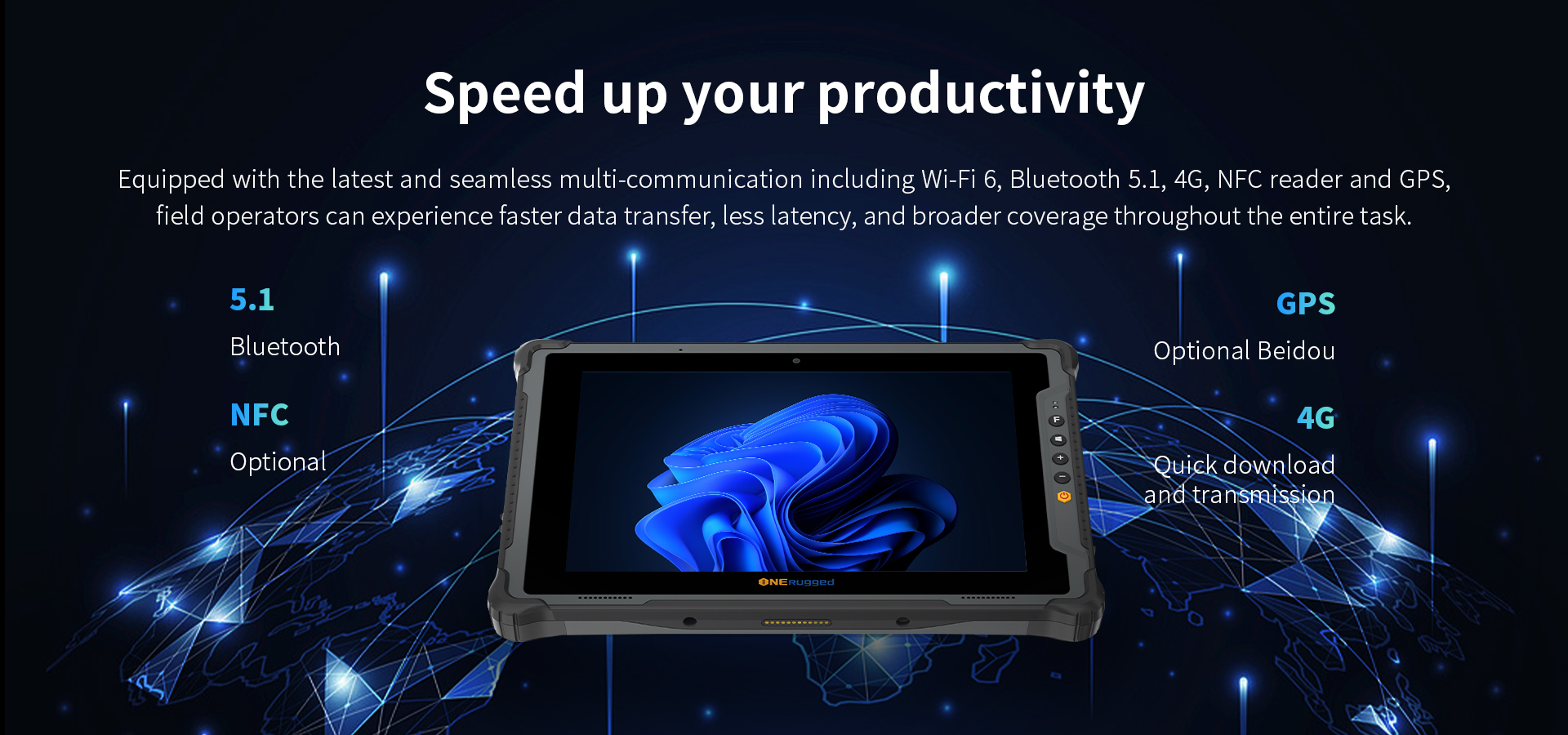 ONERugged M10A A Portable Touch Screen IP65 Tablet with Fingerprint and RS232 Multimedia